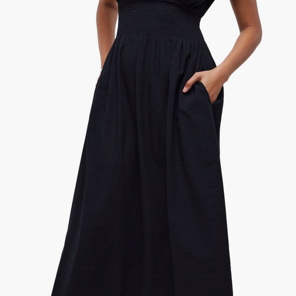 Madewell Stripe Smocked Waist Seersucker Midi Dress - Picture 4 of 10